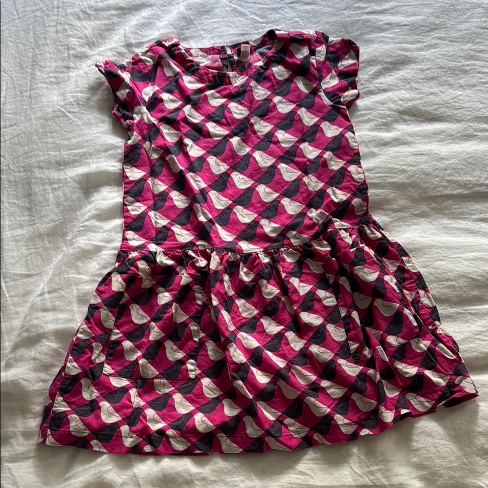 tea Pink and Black Geometric Pattern Dress, sz 10